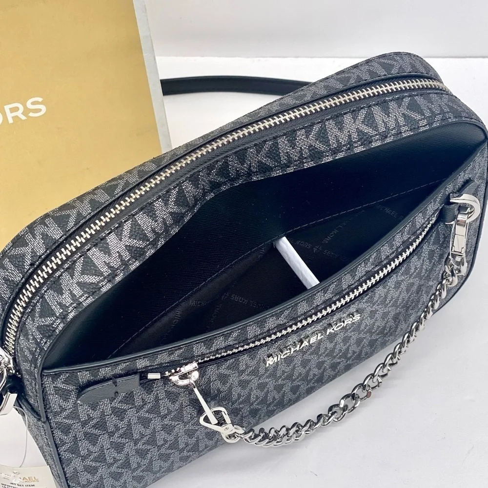 Michael Kors Metallic Zip Chain Crossbody Black Multi